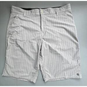 Element Mens Plaid Shorts Size 36 White Gray Hybrid Chino Casual 10" Skate